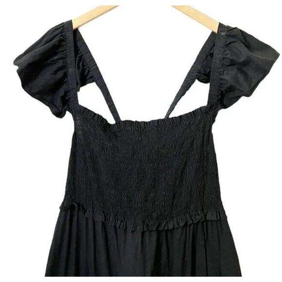Anthropologie Othilia Quilted Hem Black Ruched Smocked Top Sundress NWTS size XL - Picture 3 of 8